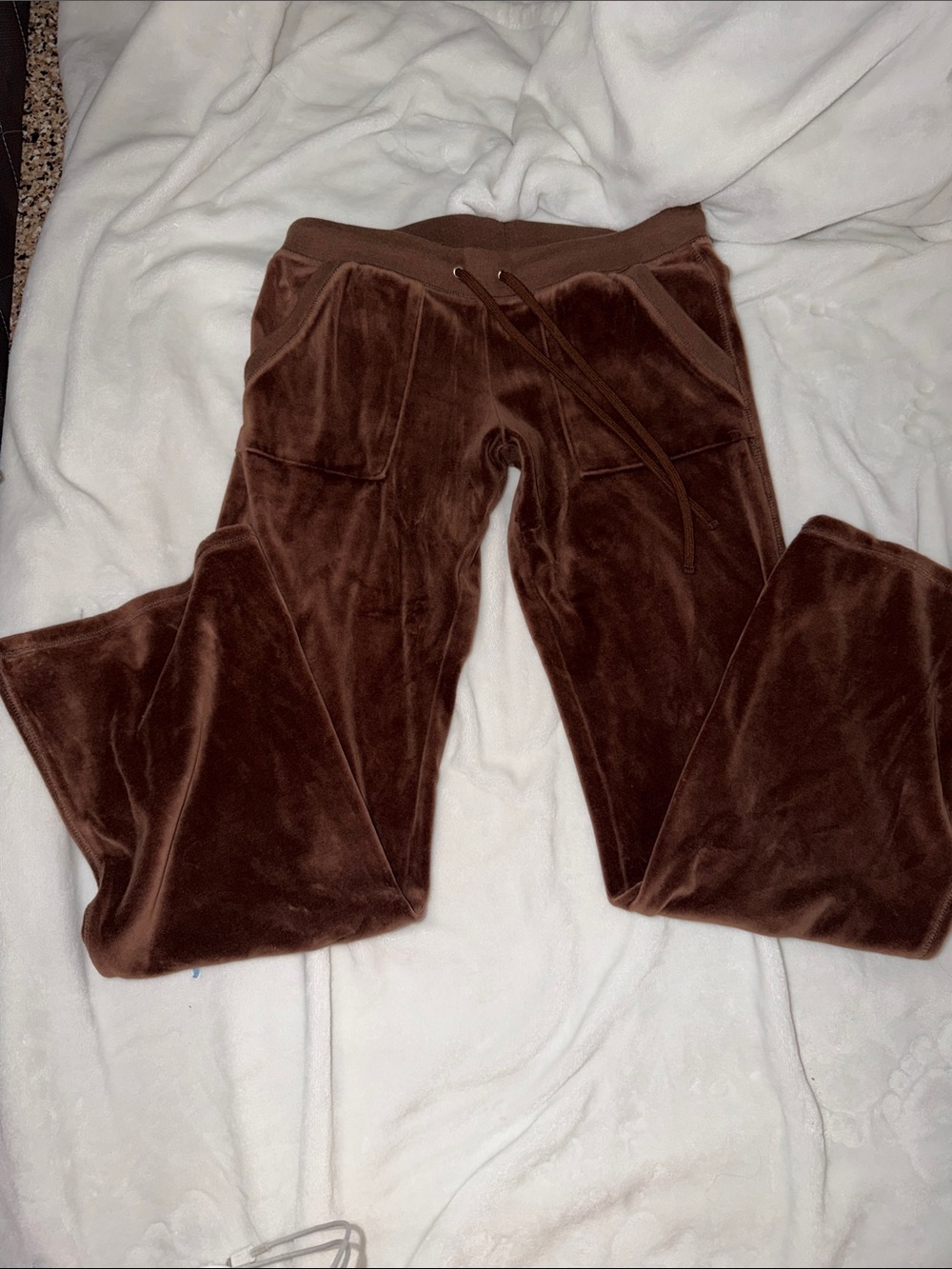 Women's Brown Velour Drawstring Trousers